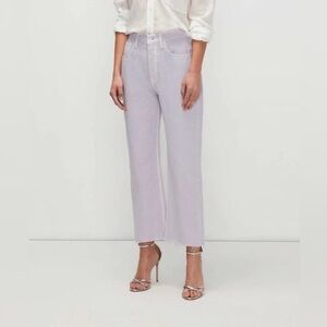 7 For All Mankind Easy Straight Ankle Jeans with Cut Hem Lavender Size 27 NWT